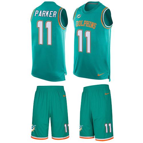 Nike Dolphins #11 DeVante Parker Aqua Green Team Color Men's Stitched NFL Limited Tank Top Suit Jersey
